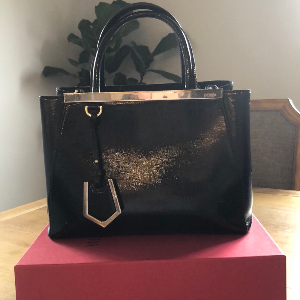 Authentic Fendi 2jours black leather Handbag